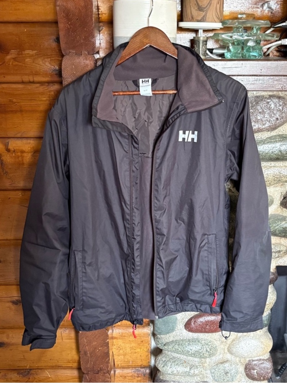 Helly Hansen Partial Fleece Lined Outdoor Jacket Windbreaker Men’s Small Black